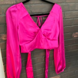 12th tribe hot pink cropped blouse